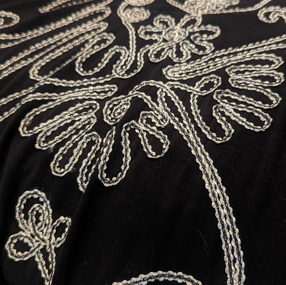 Lauren Michelle Embellished Blk Tunic Sz L - Picture 5 of 7